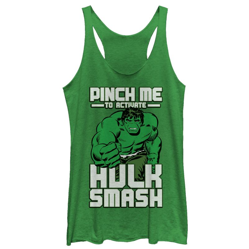Women's Marvel St. Patrick's Day Hulk Smash Racerback Tank Top, 1 of 4