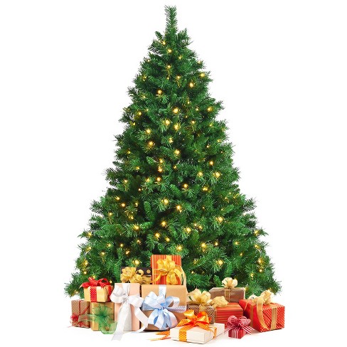 Costway 6ft Pre-lit Hinged Christmas Tree w/ Remote Control & 9 Lighting  Modes 