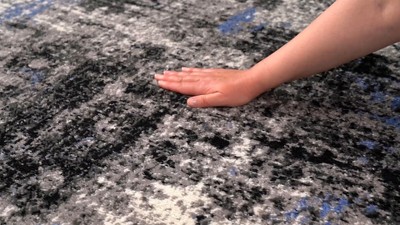 Blue and Gray Abstract 5' x 7' Stain-Resistant Synthetic Area Rug