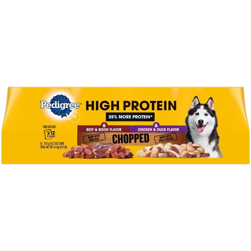 Pedigree High Protein Chicken and Duck, Beef and Bison Adult Wet Dog Food - 13.2oz/12ct, 1 of 6