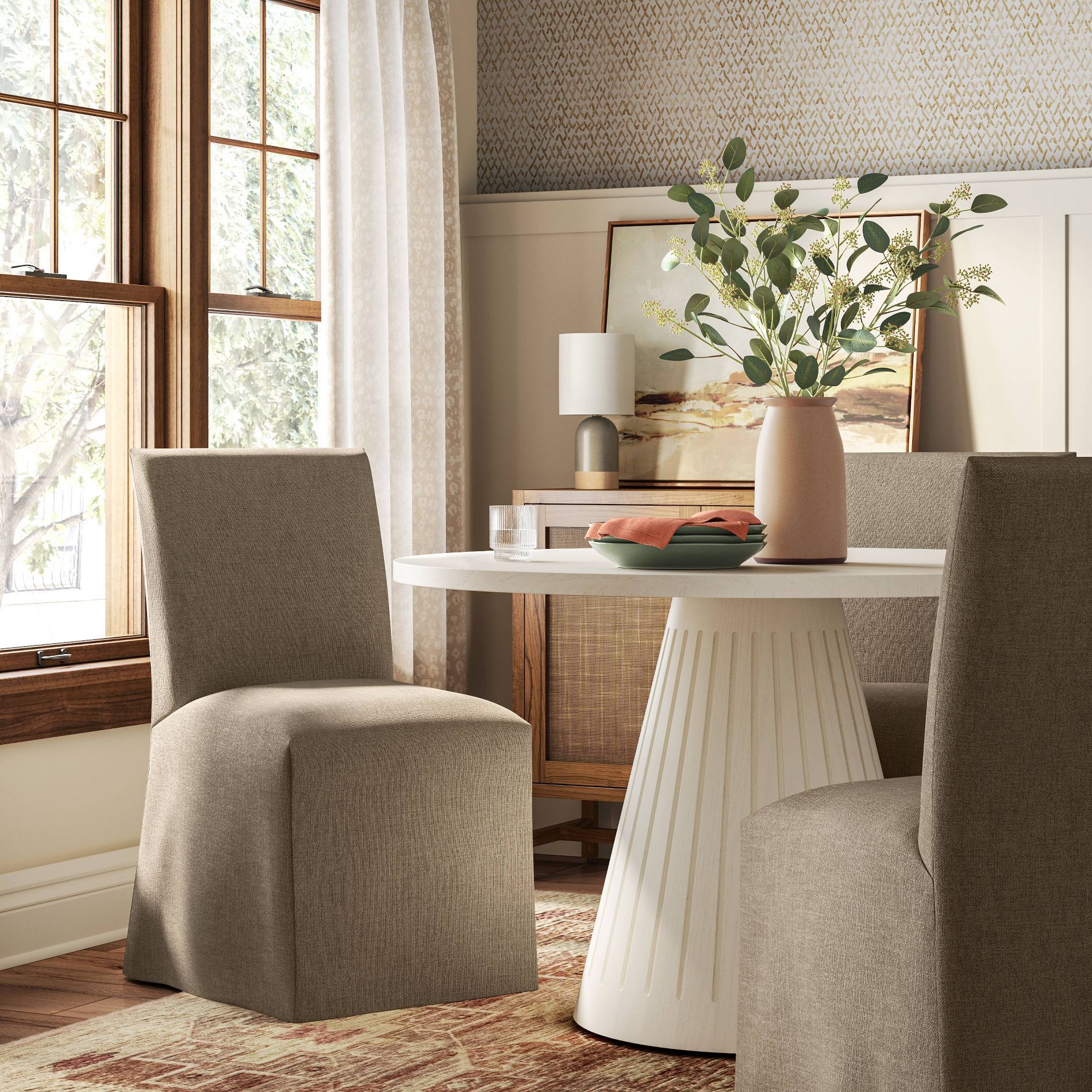 Kay Slipcovered Dining Chair in Performance Textured Weave Driftwood - Threshold™