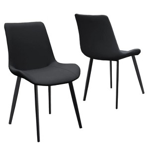 FONTOI Accent Chair Modern Upholstered Chair Set of 2 with Metal Legs for Kitchen and Dining Rooms, Black, 27"*22"*17" - 1 of 4