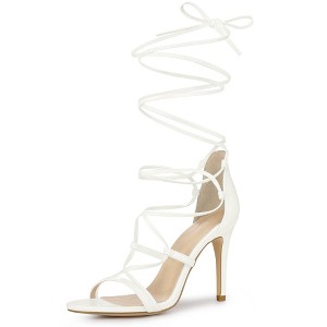 Allegra K Women's Strappy Straps Lace Up Stiletto Heel Sandals - 1 of 4