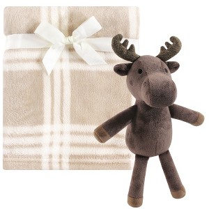 Hudson Baby Infant Boy Plush Blanket with Toy, Modern Moose, One Size - 1 of 3