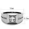Slickblue Father’s Day Square-Cut CZ Ring for Men – Polished Stainless Steel Band with Side Accents – Size 8–14 - 2 of 4