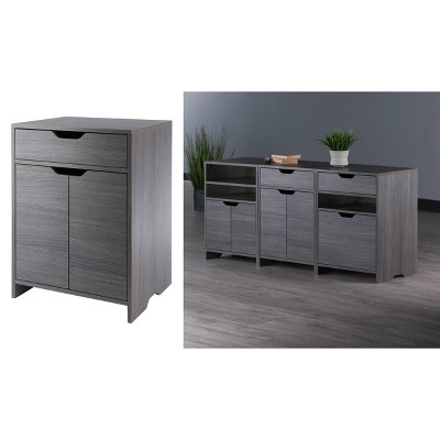 Gray Composite Wood Office Storage Cabinet with Adjustable Shelving