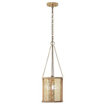 River of Goods 9" Elina Metal Pendant Lamp with Painted Mercury Gold Glass Shade with Wood Frame
