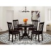5-Piece Round Cappuccino Finish Solid Wood Top Dining table with 4 Chairs with - 2 of 4