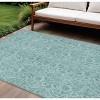 Teal Blue And Aqua Floral Washable Indoor Outdoor Area Rug - 2 of 4