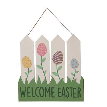 Transpac Wood 16.9" Multicolor Easter Layered Fence Wall Decor