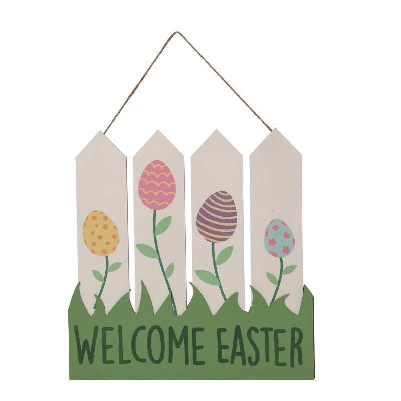 Transpac Wood 16.9" Multicolor Easter Layered Fence Wall Decor, 1 of 2
