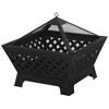 Outsunny 26 Inch Outdoor Fire Pits, Bonfire Wood Burning Firepit Bowl, Camping Fire Pit with Spark Screen Cover, Poker for Patio, or Backyard, Black - 4 of 4