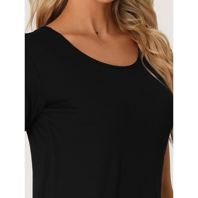 cheibear Women's T-Shirt Dress Sleepshirt Nightshirt Round Neck Short Sleeve Basic Soft Nightgown, 4 of 6