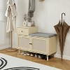 KTMBDW Shoe Cabinet with 2 Doors for Entryway,Shoe Storage Cabinet with Shoe Storage Bench and Drawer,Shoe Storage Organizer for Living Room,Natural - 2 of 4