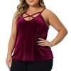 Agnes Orinda Women's Plus Size Christmas Criss Cross Spaghetti Strap Fashion Velvet V Neck Camisole - 2 of 4