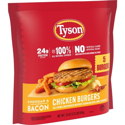 Tyson Bacon & Cheddar Boneless Chicken Burger - Frozen - 20oz
