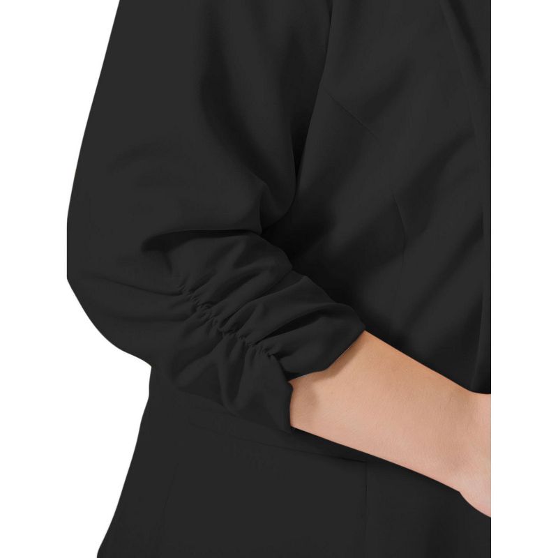 Agnes Orinda Women's Plus Size Fashion Formal with 3/4 Pleated Sleeves and Shawl Collar Blazers, 6 of 8