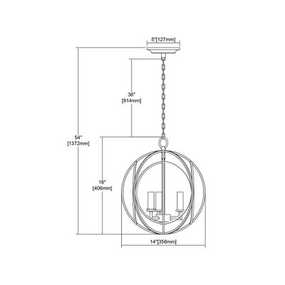Mini Sphere Golden Silver 3-Light Chandelier with Clear Cord