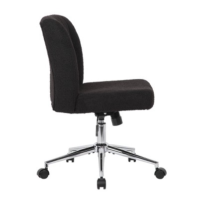 Black Boucle Fabric Swivel Task Chair with Chrome Base