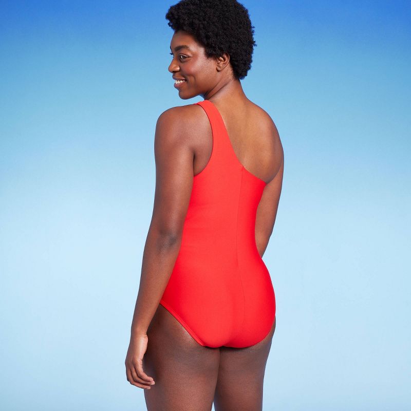 Women's Medium Coverage One Shoulder One Piece Swimsuit with Tummy Control - Kona Sol™, 5 of 17