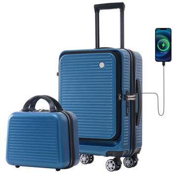 20 Inch Carry-on Luggage, Front Open Lightweight Suitcase with Front Pocket, USB Port, and 1 Portable Carrying Case 4A -ModernLuxe