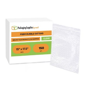 PSBM 150 Pieces, Clear 15" x 17.5" Bubble Out Bags Protective Wrap Pouches, Self Seal - 1 of 4