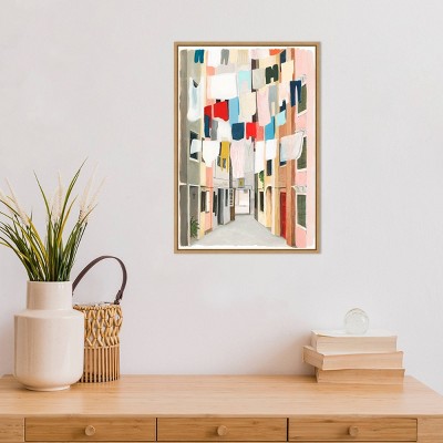 16" x 23" Colorful Laundry Day Framed Canvas Wall Art