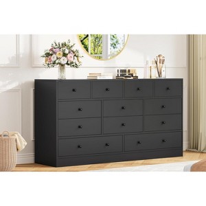 12-Drawer Dresser with Built-in Power Hub - 61" Wide, 2 AC & 2 USB Ports, Adjustable Drawers, Anti-Tip Design, Modern Storage - 1 of 4