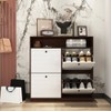 TIRAMISUBEST Shoe Storage Cabinet with 4 Flip Drawers - Walnut Mobile File Cabinet - 3 of 4