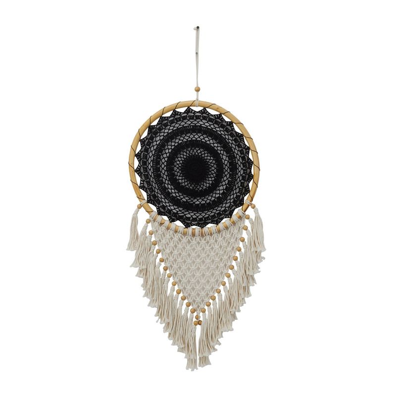 42&#34; x 16&#34; Cotton Macrame Handmade Intricately Woven Dreamcatcher Wall Decor with Beaded Fringe Tassels Black - Olivia &#38; May, 4 of 7