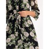 Hobemty Women's V-Neck 3/4 Sleeve Tie Waist Button-Down Floral Chiffon Dress - 4 of 4