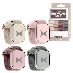 Xtreme Unisex Smart Watch Nylon Braided Elastic Band 4 Pack – Small Size, Breathable, Adjustable, 38/40/41 mm, Compatible with Apple Watch Band - 1 of 4