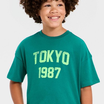 Детские Cat & Jack Boys' Short Sleeve Oversized Graphic T-Shirt - Cat & Jack™ Green M — фото 2