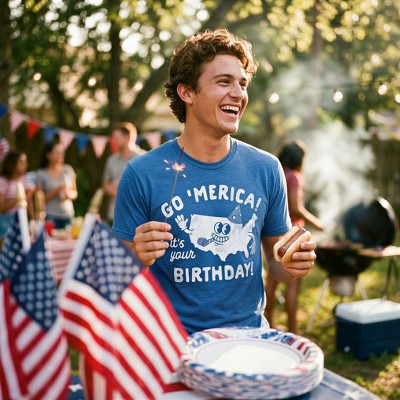 Мужские футболки Crazy Dog T-Shirts, Inc. Mens Funny T Shirts Go America Its Your Birthday Sarcastic Fourth Of July Graphic Tee for Men - Crazy Dog Men's T Shirt For Fourth Of July Royal S — фото 3