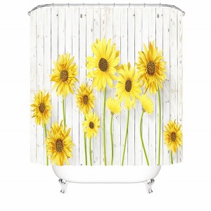 Sunflower White Background Shower Curtains for Bathroom Waterproof Fabric Bath Curtain Durable Soft Stylish Bathroom Decor 72x72 Inch - 1 of 1