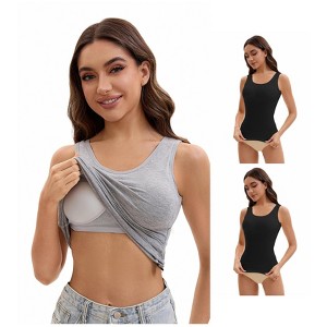 INSPIRE CHIC Women's 3 Pcs Wide Strap Built-In Padded Bras Casual Tank Camisoles - 1 of 4