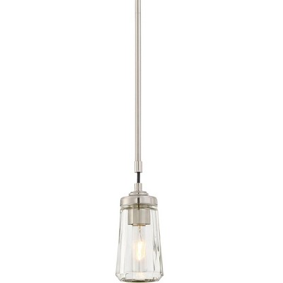 Minka Lavery Brushed Nickel Mini Pendant 3 3/4" Wide Modern Clear Faceted Glass Shade for Dining Room House Kitchen Island Bedroom