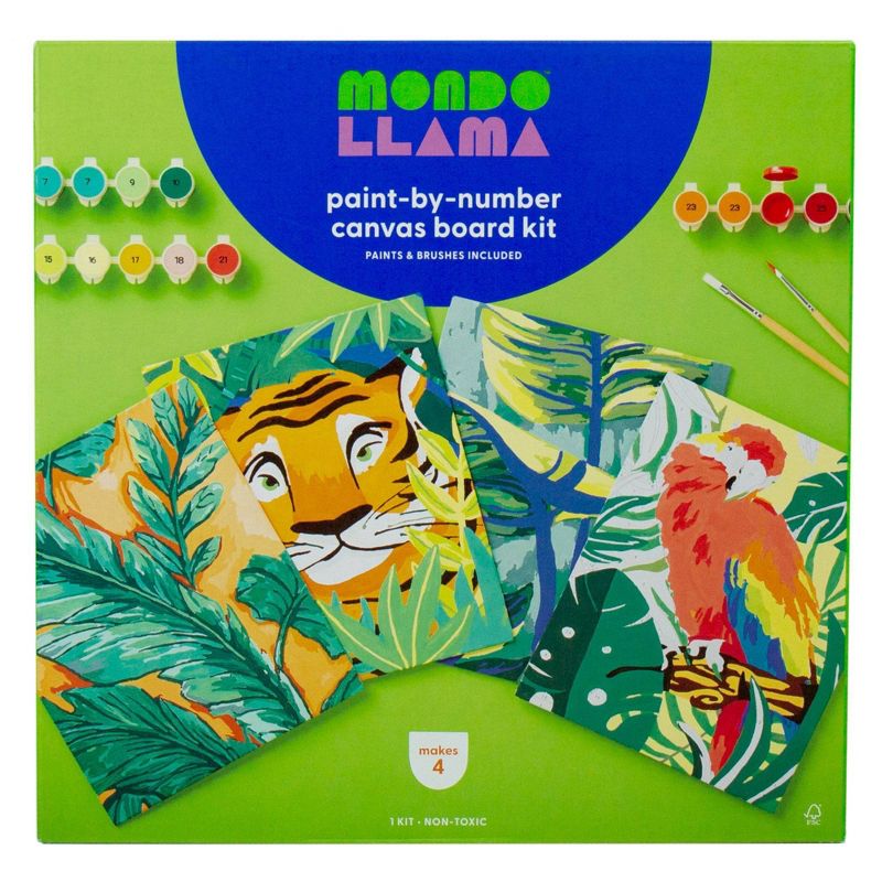 4pk Paint-By-Number Canvas Board Kit Jungle - Mondo Llama&#8482;, 1 of 11