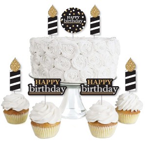 Big Dot of Happiness Adult Happy Birthday - Gold - Dessert Cupcake Toppers - Birthday Party Clear Treat Picks - Set of 24 - 1 of 4