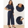 Allegra K Women's Casual Dressy Cape Ruffle Sleeve Tie Waist Wide Leg Jumpsuits - image 2 of 4