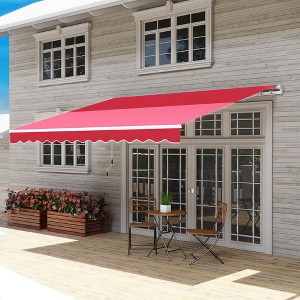 Sapphtopaz 12' x 10' Retractable Awning Manual Patio Awnings Sunshade Shelter 280gsm UV Resistant with Manual Crank Handle Aluminum Frame - 1 of 4