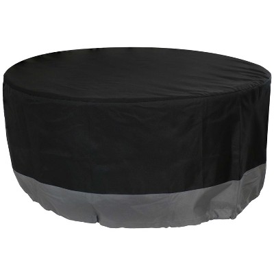 Sunnydaze Outdoor Heavy-Duty Weather-Resistant 300D Polyester Round 2-Tone Fire Pit Cover - 36" x 12" - Gray and Black