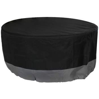 Sunnydaze Outdoor Heavy-Duty Weather-Resistant 300D Polyester Round 2-Tone Fire Pit Cover - Gray and Black