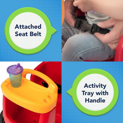 Red Plastic Toddler Push Car with Seatbelt and Tray
