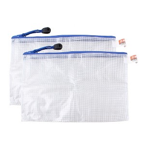 PiccoCasa Plastic Zipper Closure Grid Pattern A5 Paper File Bag Pocket Folder 2 Pcs - 1 of 4