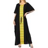 LA LEELA Women's House Daily Routine Evening Wear Vacation Casual Dailywear Holiday Loungewear Plus Size Caftan Maxi Boho Nightwear 2X-3X Black, Solid - 4 of 4