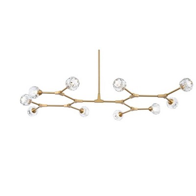 Gold and Clear Crystal 10-Light Modern LED Pendant