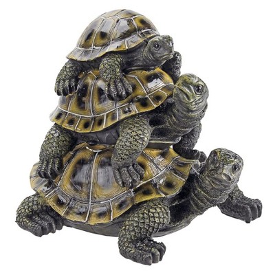 Medium Hand-Painted Resin Stacked Turtle Garden Statue