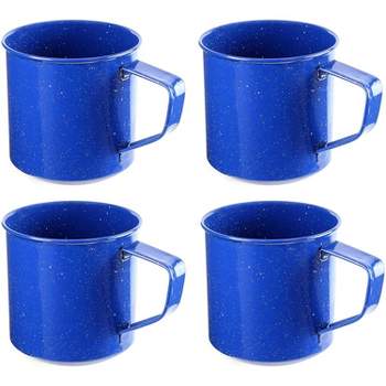 Darware Enamel 16oz Coffee Mugs, Set of 4, Metal Cups for Camping, Hiking, Fishing, Picnics, Hunting and Outdoor Use; Lightweight and Portable