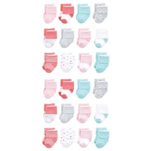 Luvable Friends Cotton Rich Baby Terry Socks 24-Pack, Coral Dots - 1 of 3